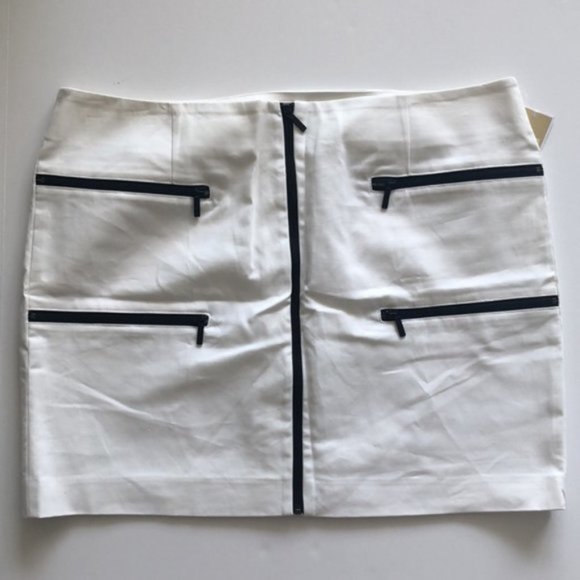 Michael Kors White Short Skirt w zip accents Size 14 - Picture 2 of 10